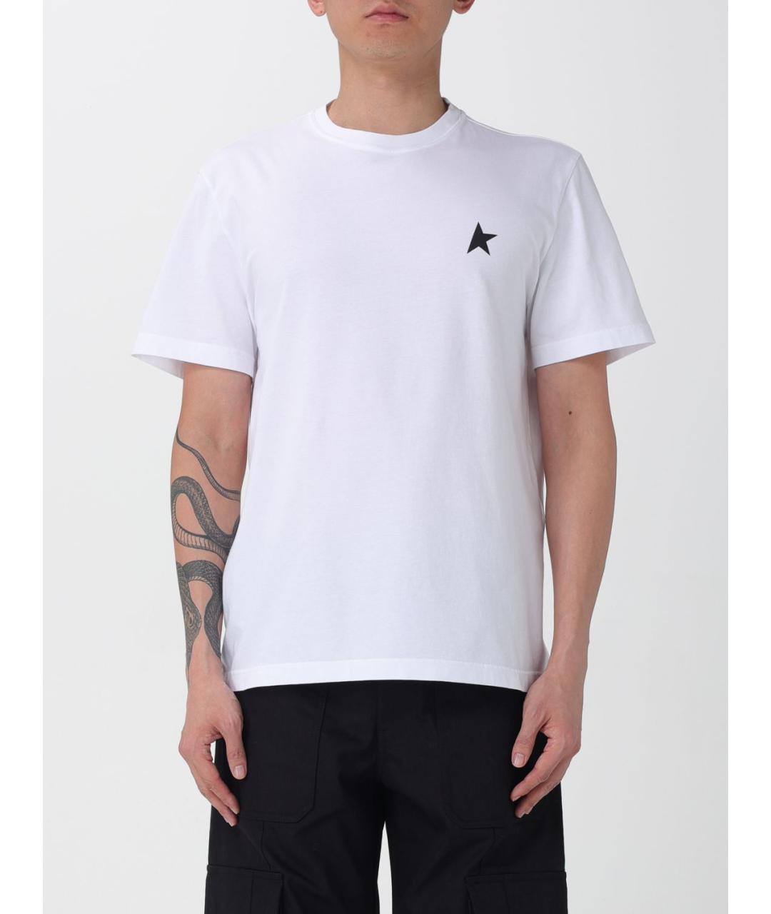 GOLDEN GOOSE DELUXE BRAND Белая хлопковая футболка, фото 4