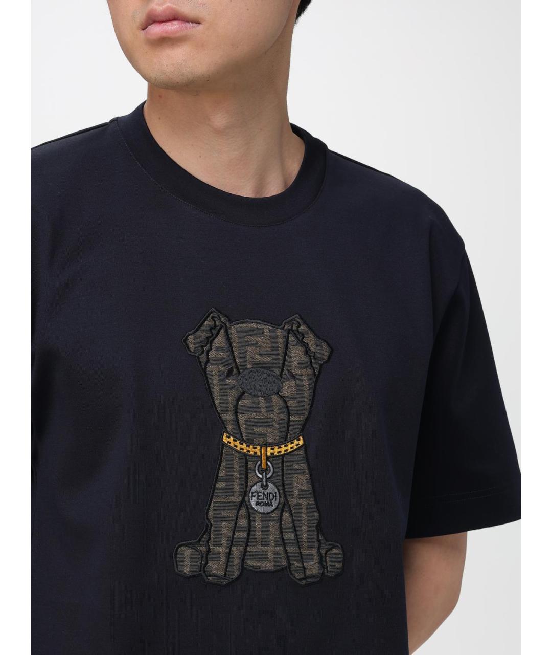 FENDI Синяя хлопковая футболка, фото 6