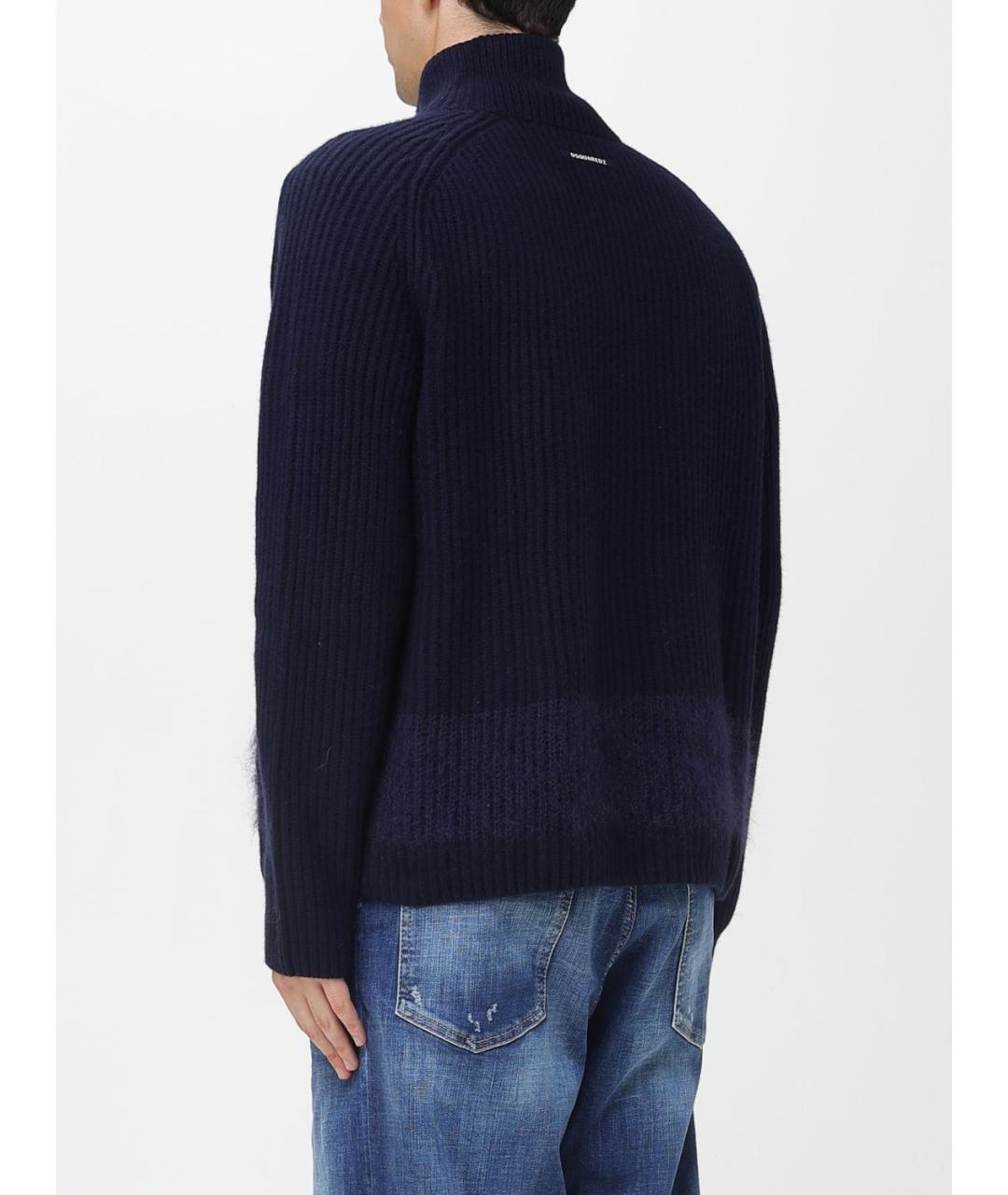 DSQUARED2 Темно-синий шерстяной кардиган, фото 3