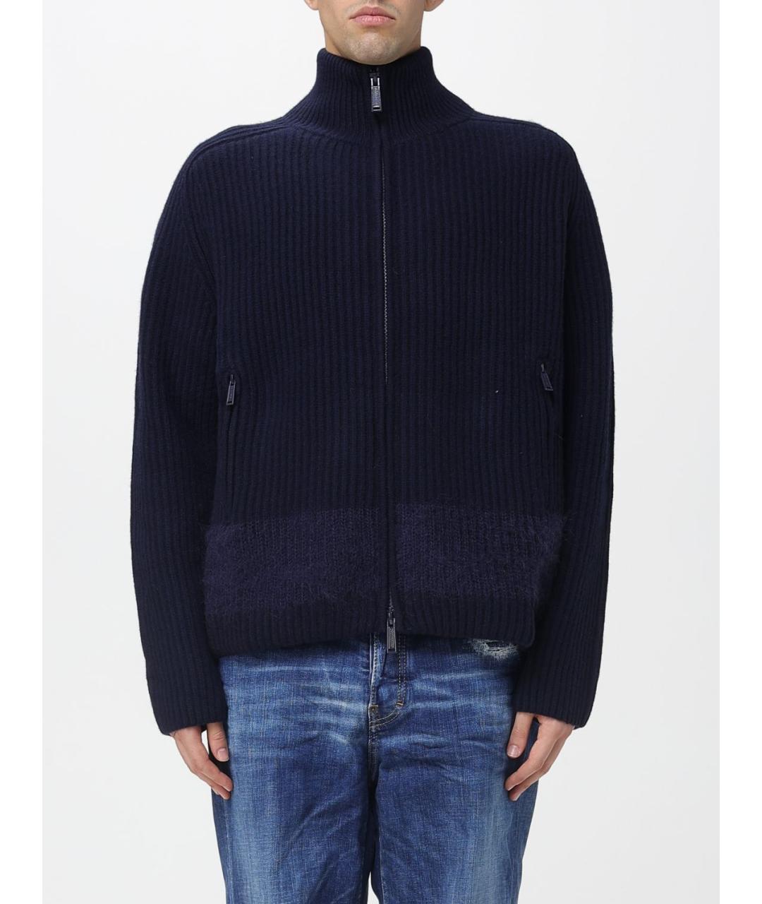 DSQUARED2 Темно-синий шерстяной кардиган, фото 6