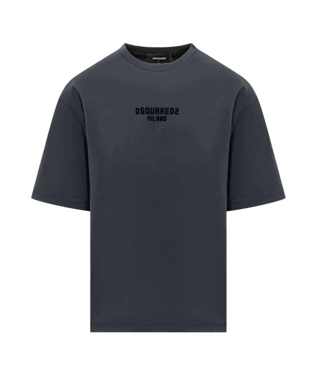 DSQUARED2 Темно-синяя хлопковая футболка, фото 1