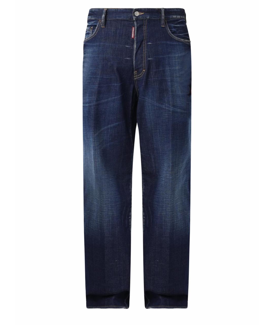 DSQUARED2 Синие хлопко-эластановые прямые джинсы, фото 1