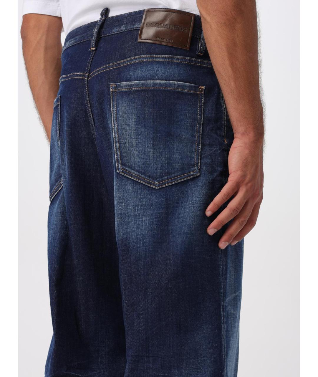 DSQUARED2 Синие хлопко-эластановые прямые джинсы, фото 3