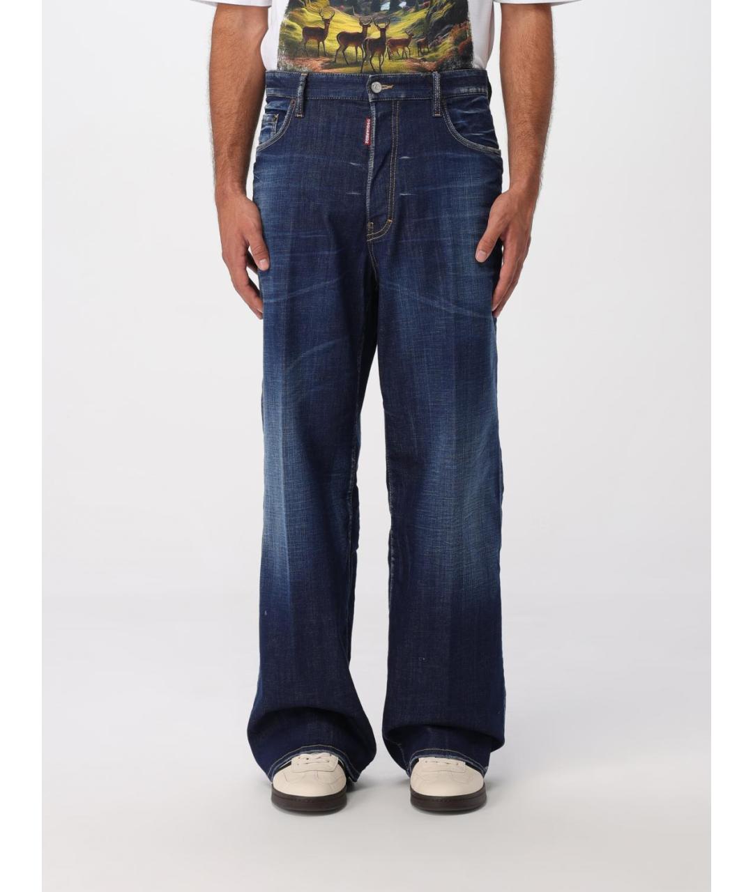 DSQUARED2 Синие хлопко-эластановые прямые джинсы, фото 4