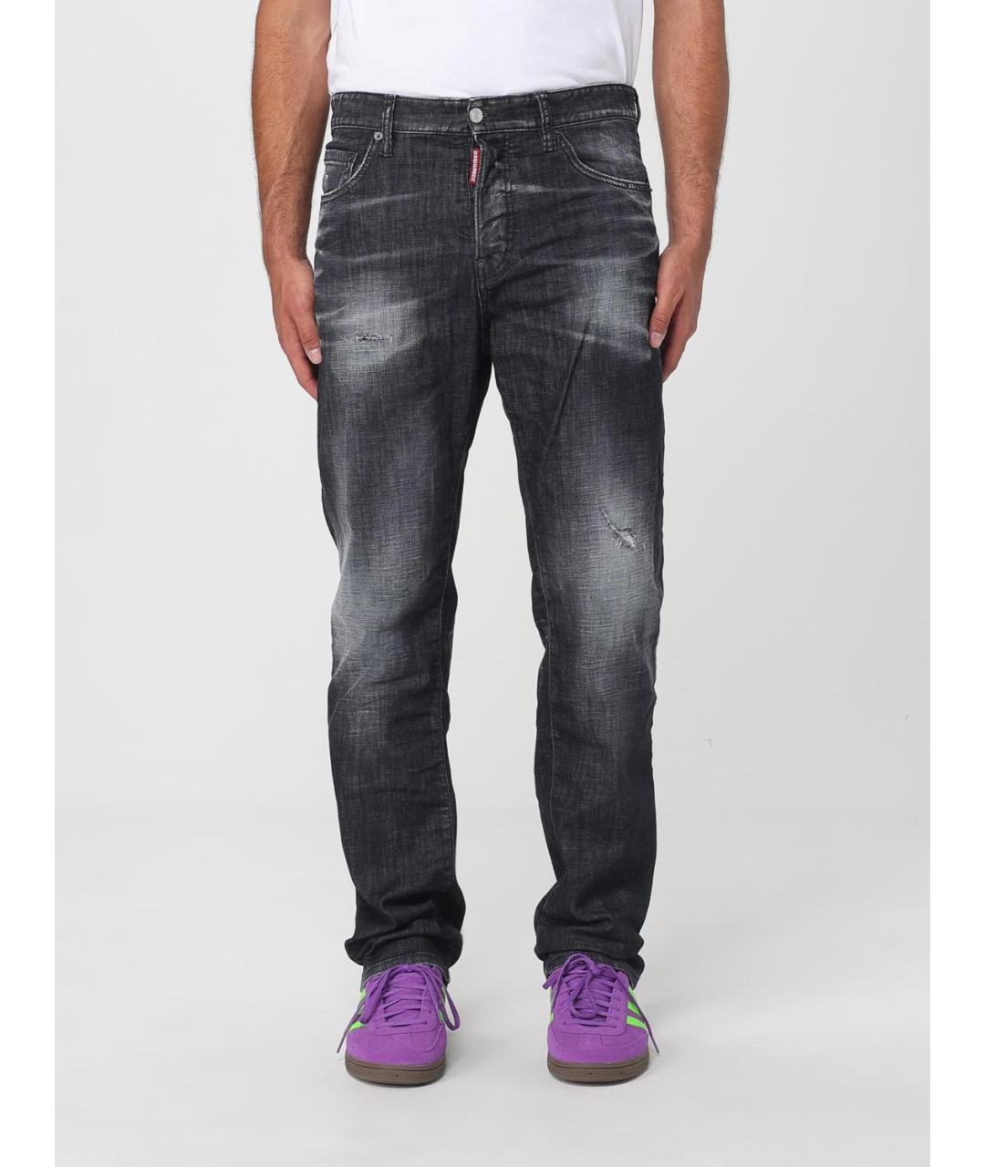 DSQUARED2 Черные хлопковые прямые джинсы, фото 2