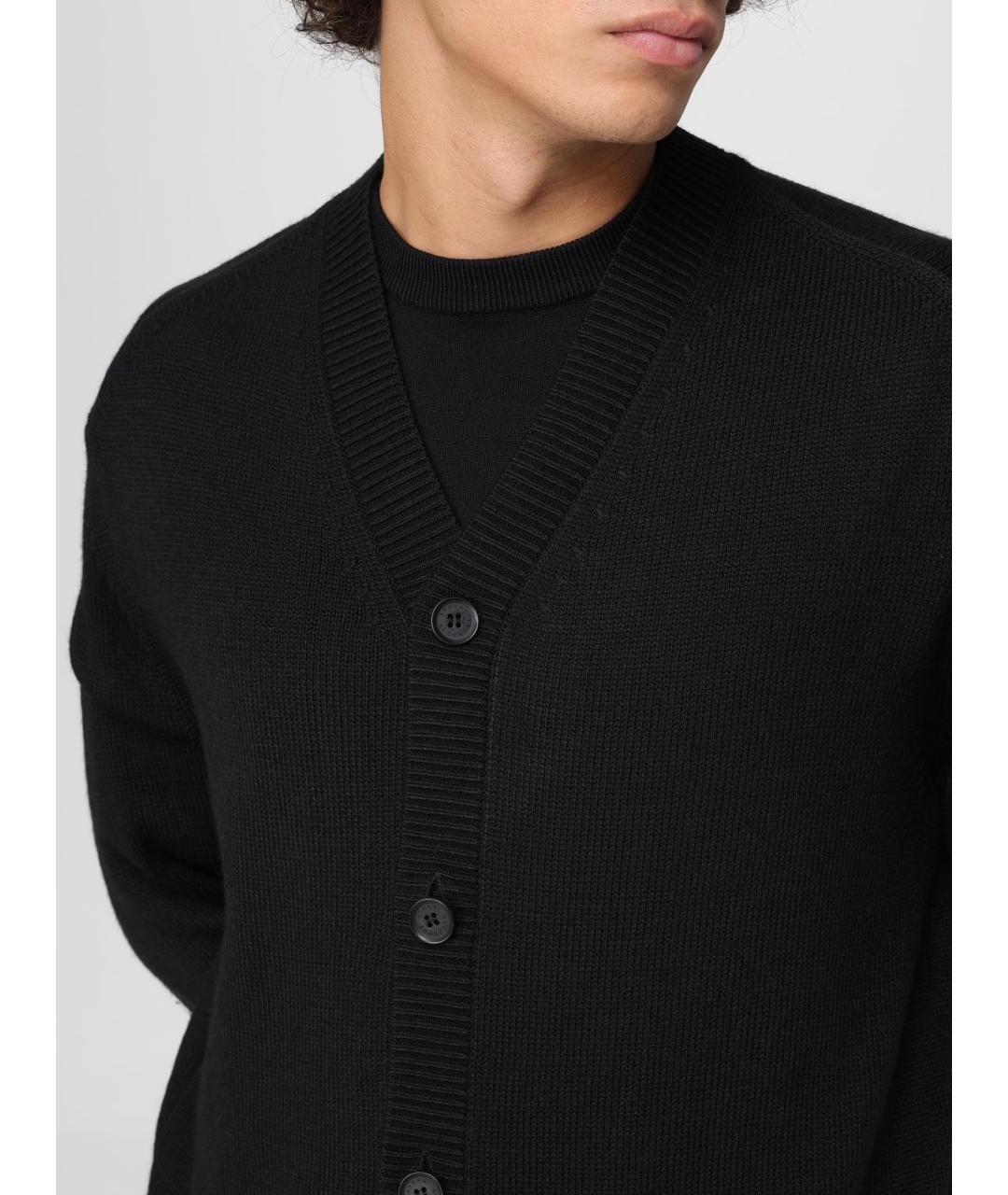 ARMANI EXCHANGE Черный шерстяной кардиган, фото 4