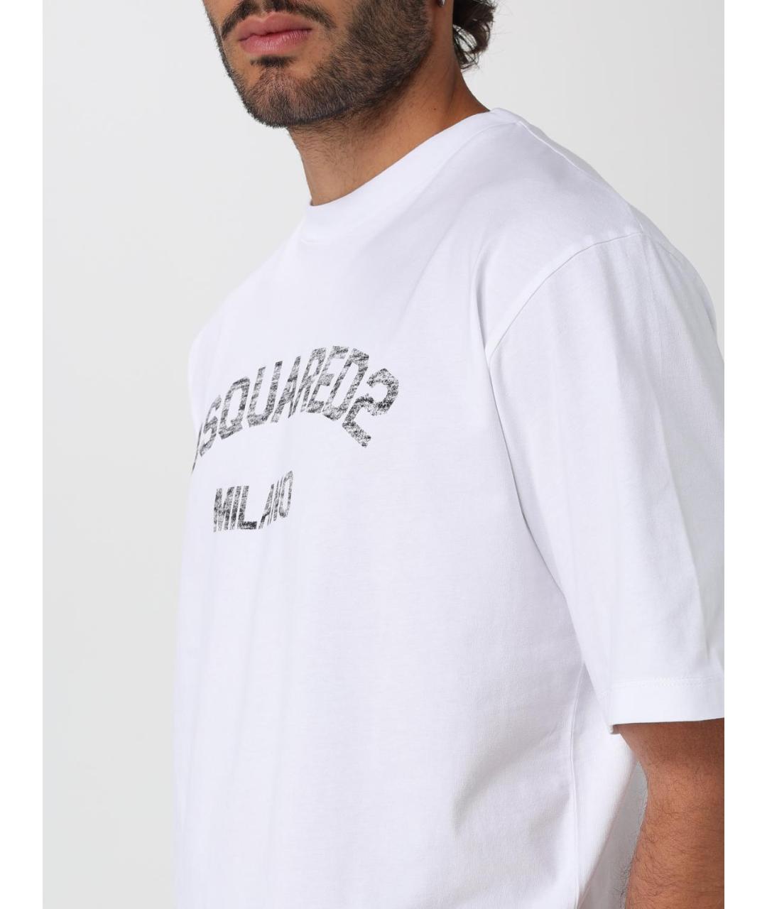 DSQUARED2 Белая хлопковая футболка, фото 4