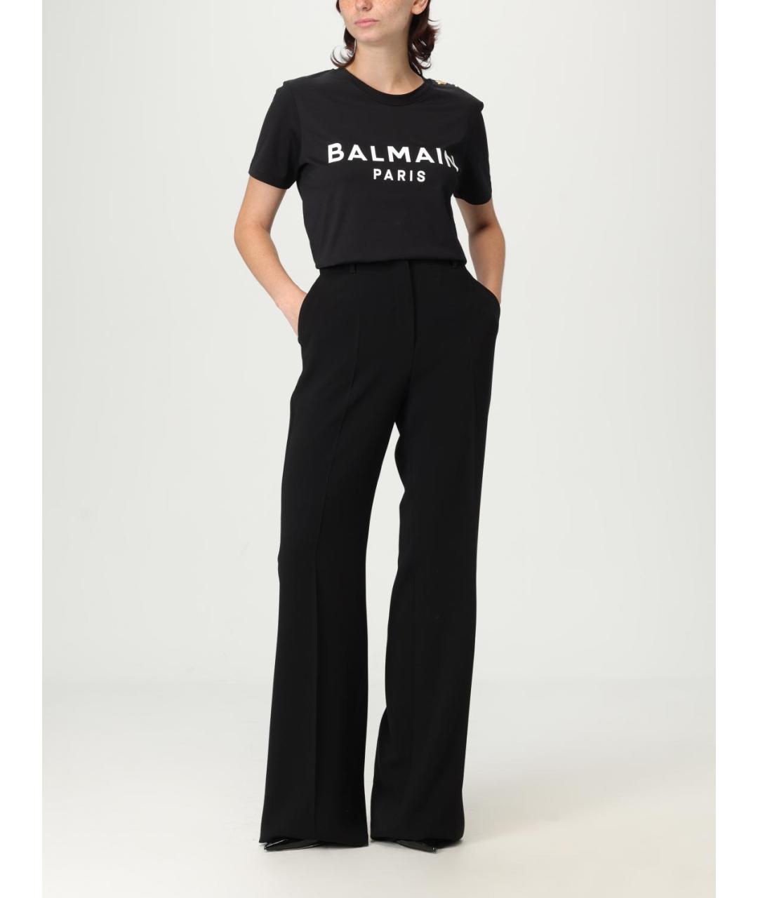 BALMAIN Черная хлопковая футболка, фото 2