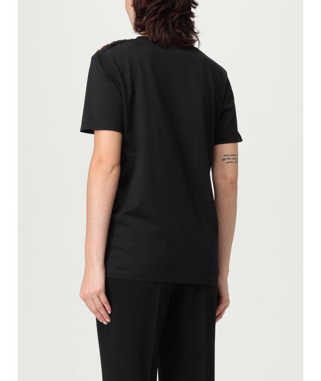 BALMAIN Черная хлопковая футболка, фото 3