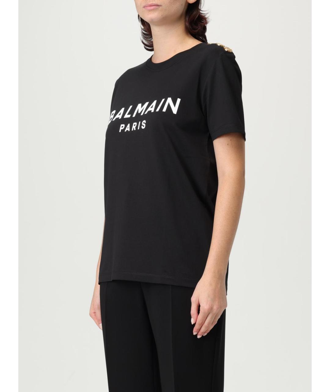 BALMAIN Черная хлопковая футболка, фото 4