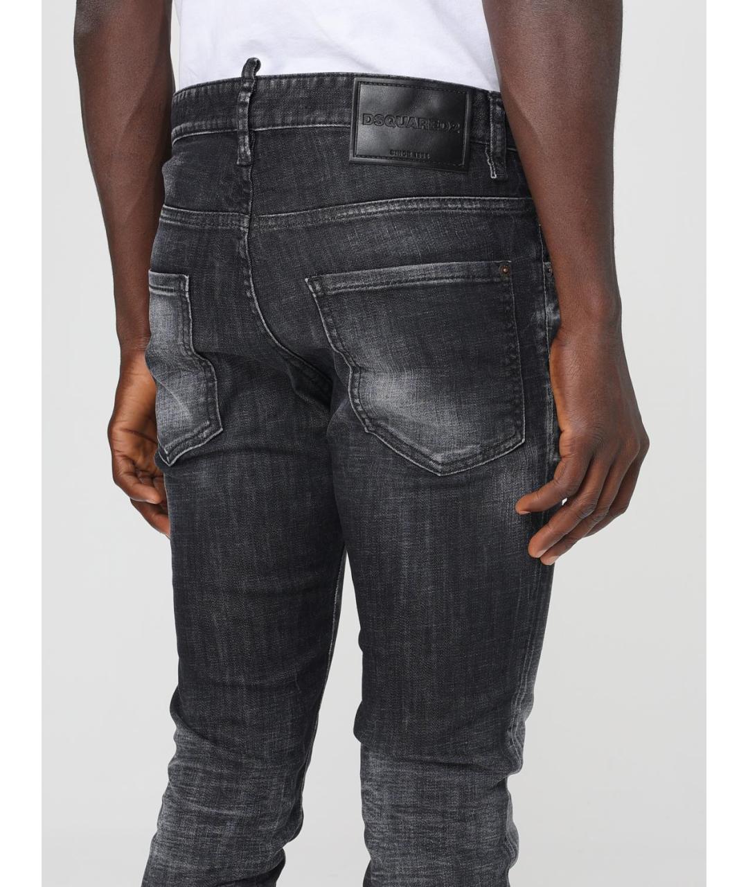 DSQUARED2 Черные хлопко-эластановые джинсы скинни, фото 4