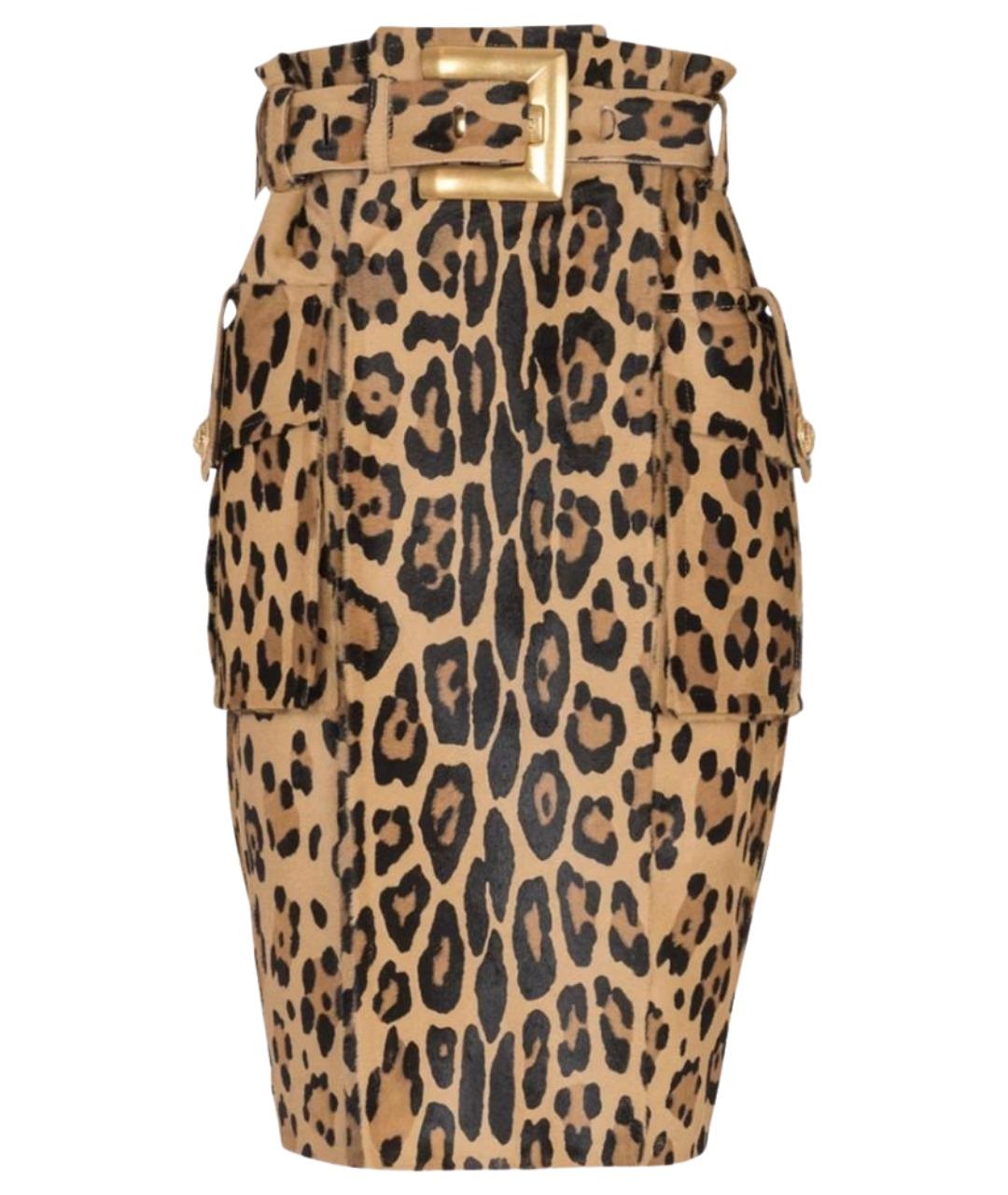 BALMAIN Мульти кожаная юбка миди, фото 1