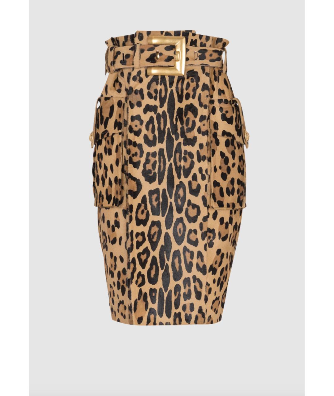 BALMAIN Мульти кожаная юбка миди, фото 7