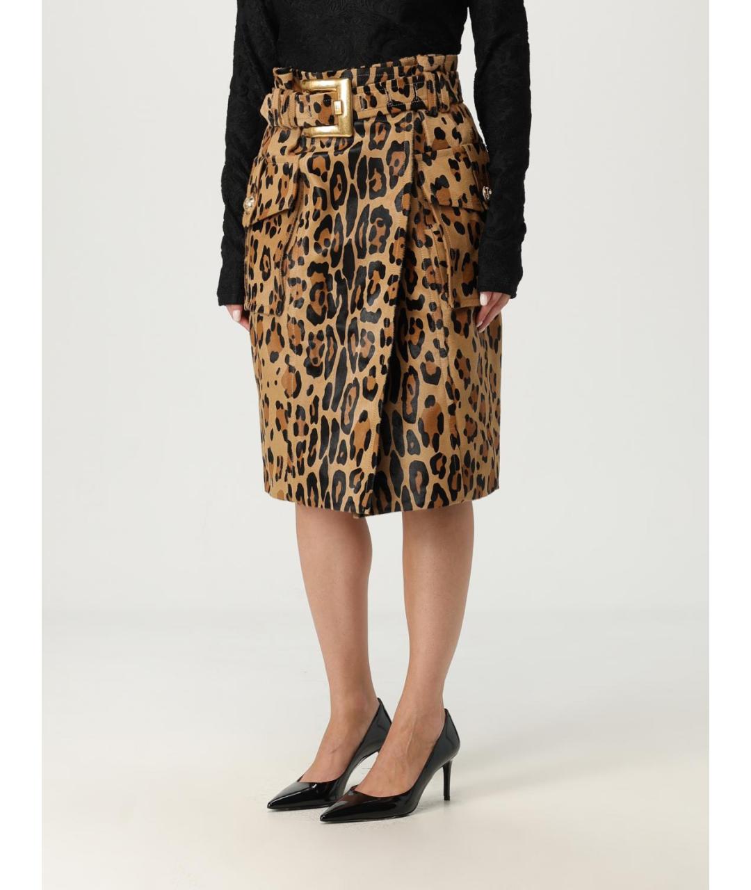 BALMAIN Мульти кожаная юбка миди, фото 5