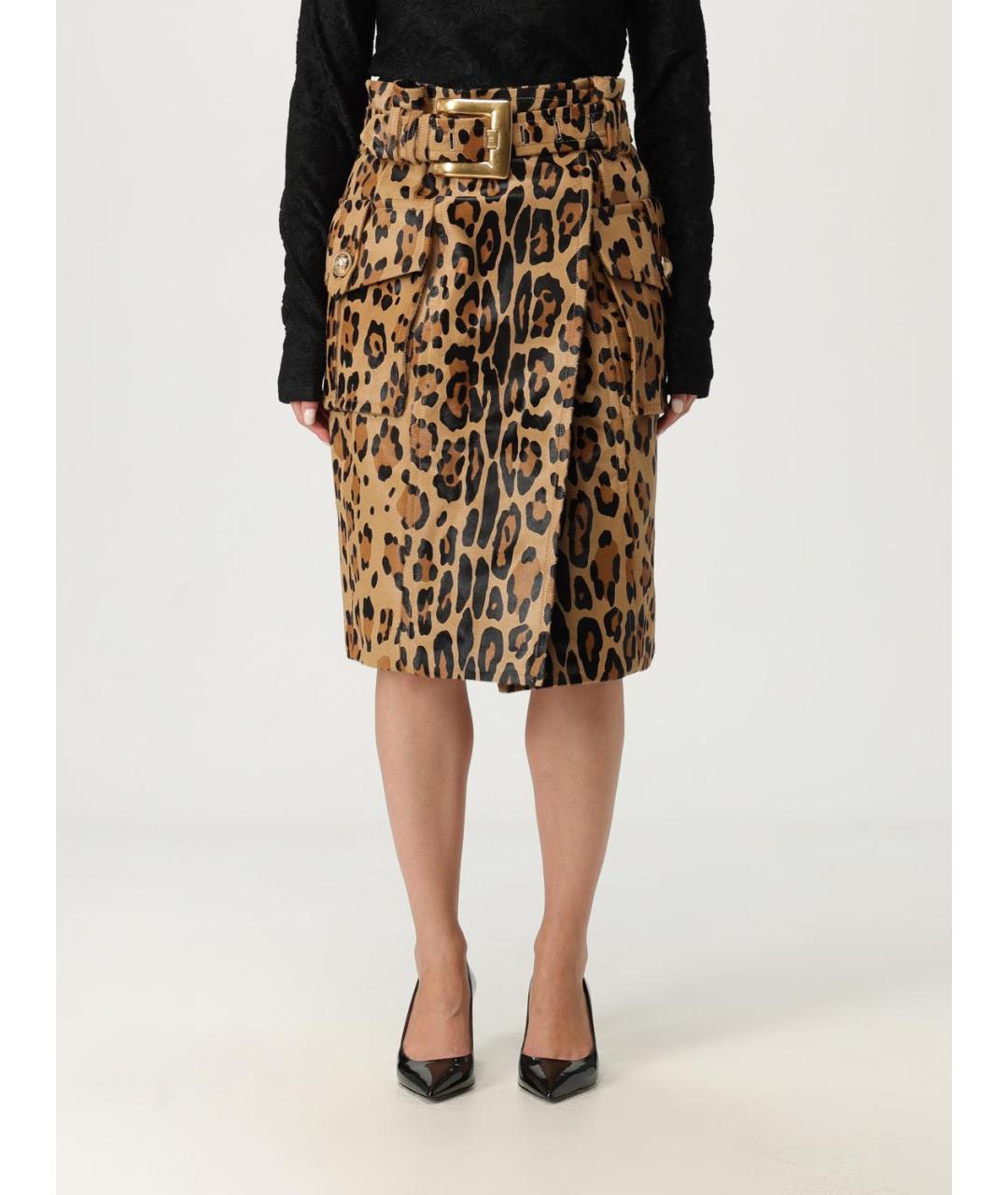 BALMAIN Мульти кожаная юбка миди, фото 2