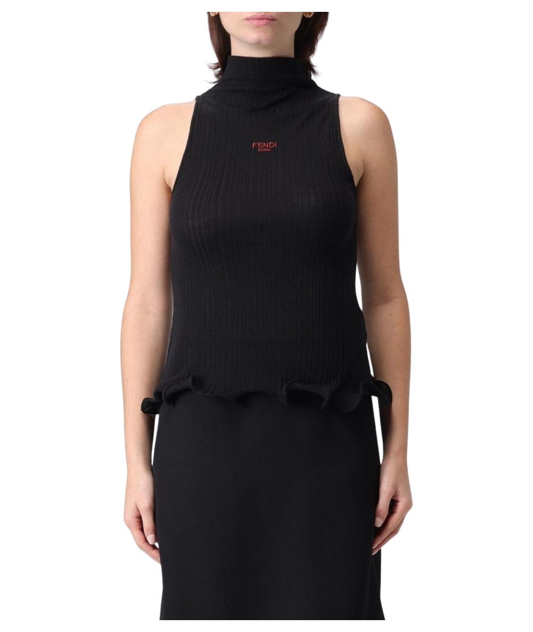 FENDI Черная полиэстеровая майка, фото 1
