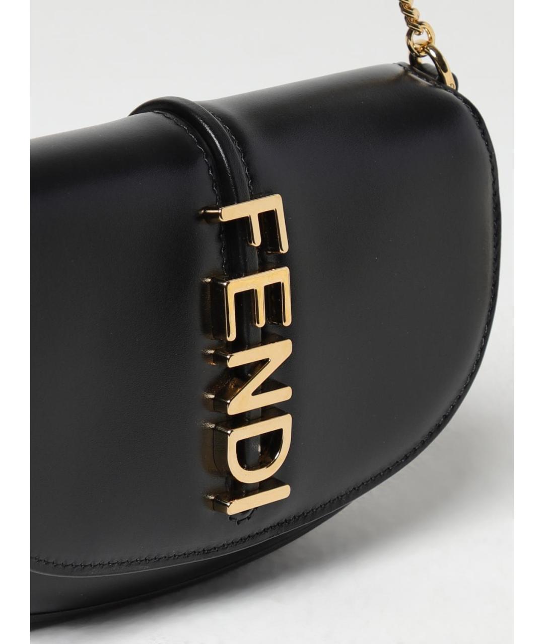 FENDI Черная кожаная сумка через плечо, фото 4