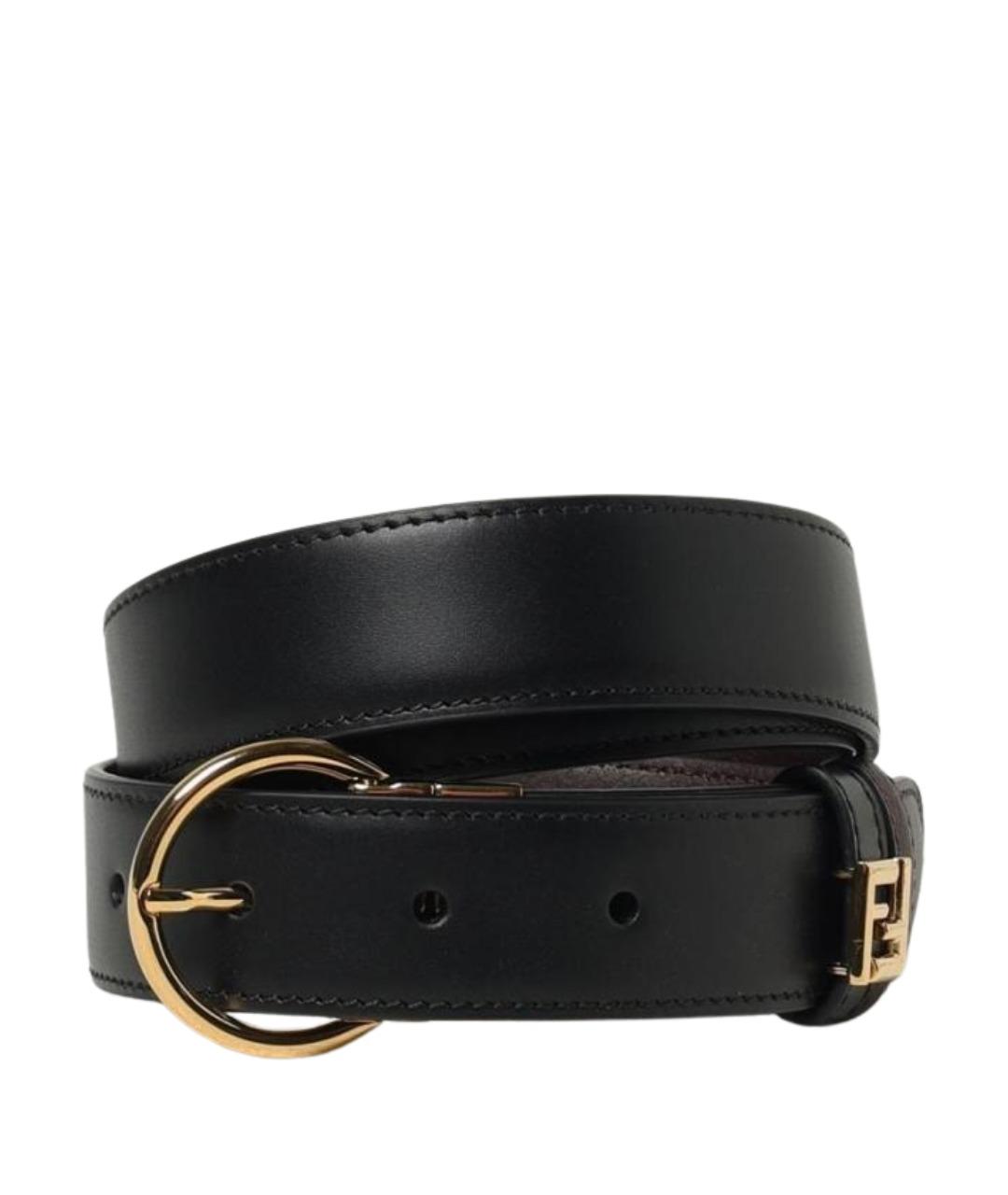 FENDI Черный кожаный ремень, фото 1