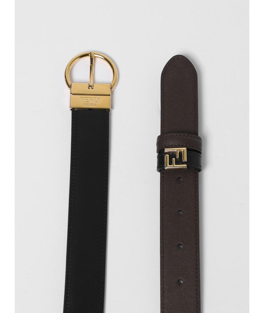 FENDI Черный кожаный ремень, фото 3