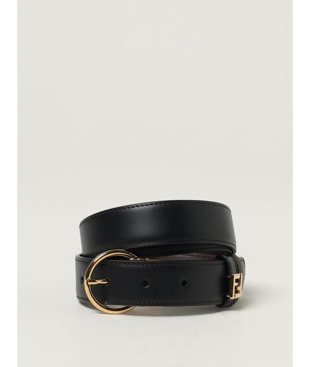 FENDI Черный кожаный ремень, фото 4