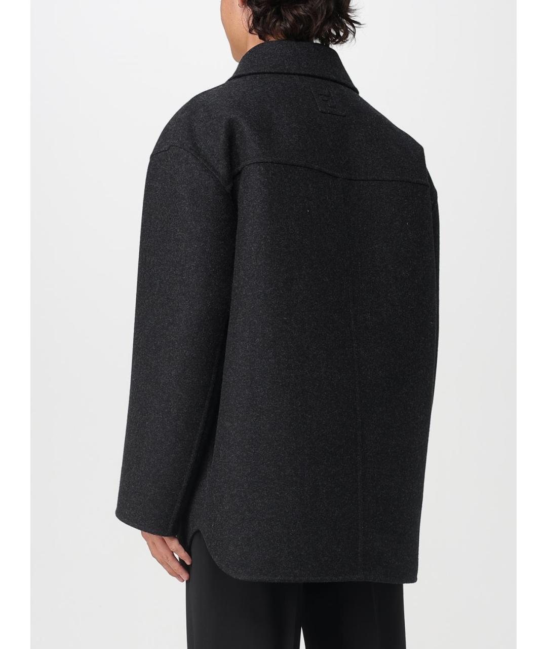 FENDI Серое шерстяное пальто, фото 3