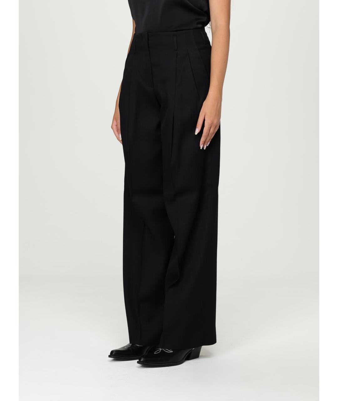 GOLDEN GOOSE DELUXE BRAND Черные шерстяные прямые брюки, фото 4