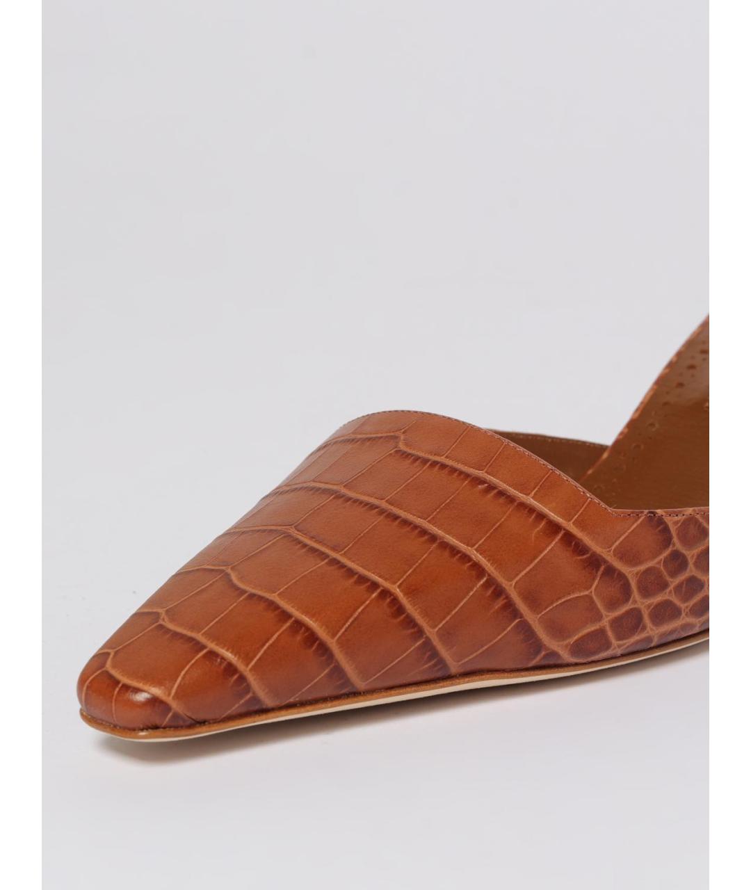 MANOLO BLAHNIK Коричневые кожаные мюли, фото 4