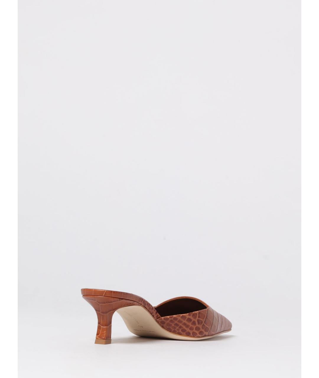 MANOLO BLAHNIK Коричневые кожаные мюли, фото 3