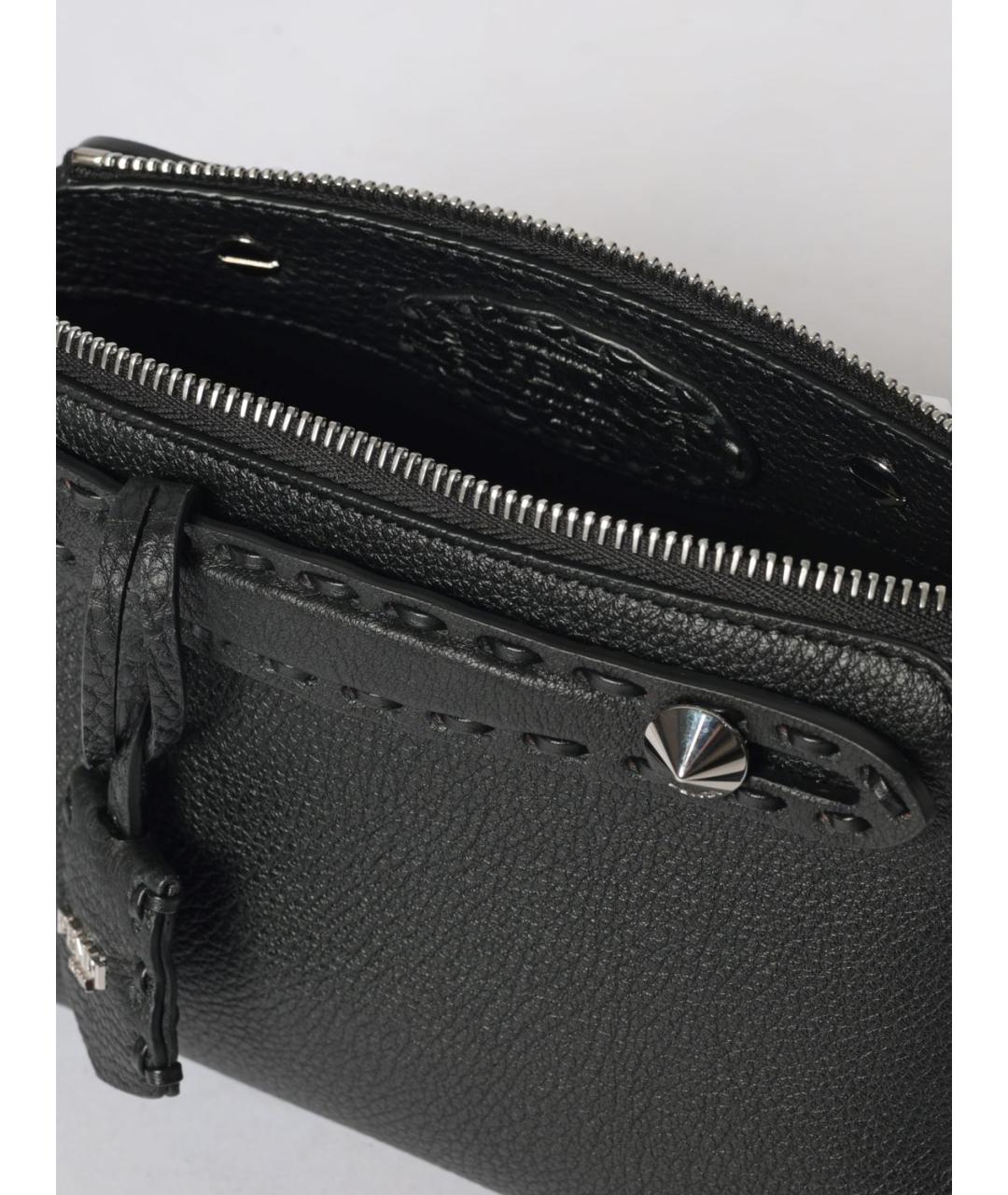 FENDI Черная кожаная сумка через плечо, фото 5