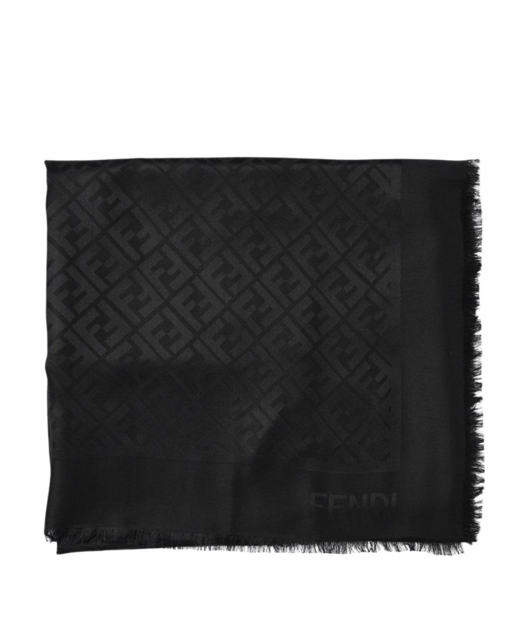 FENDI Черный шелковый шарф, фото 1