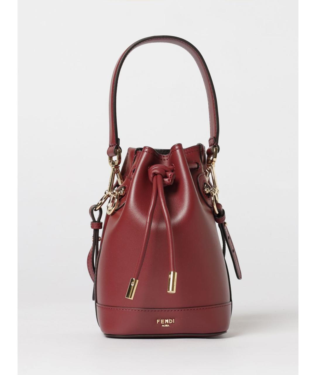 FENDI Бордовая кожаная сумка через плечо, фото 6