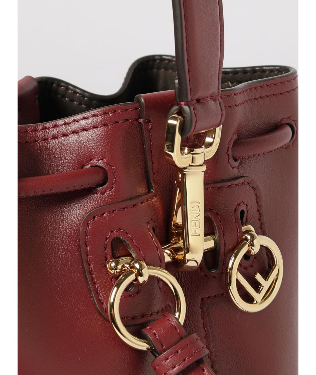 FENDI Бордовая кожаная сумка через плечо, фото 4