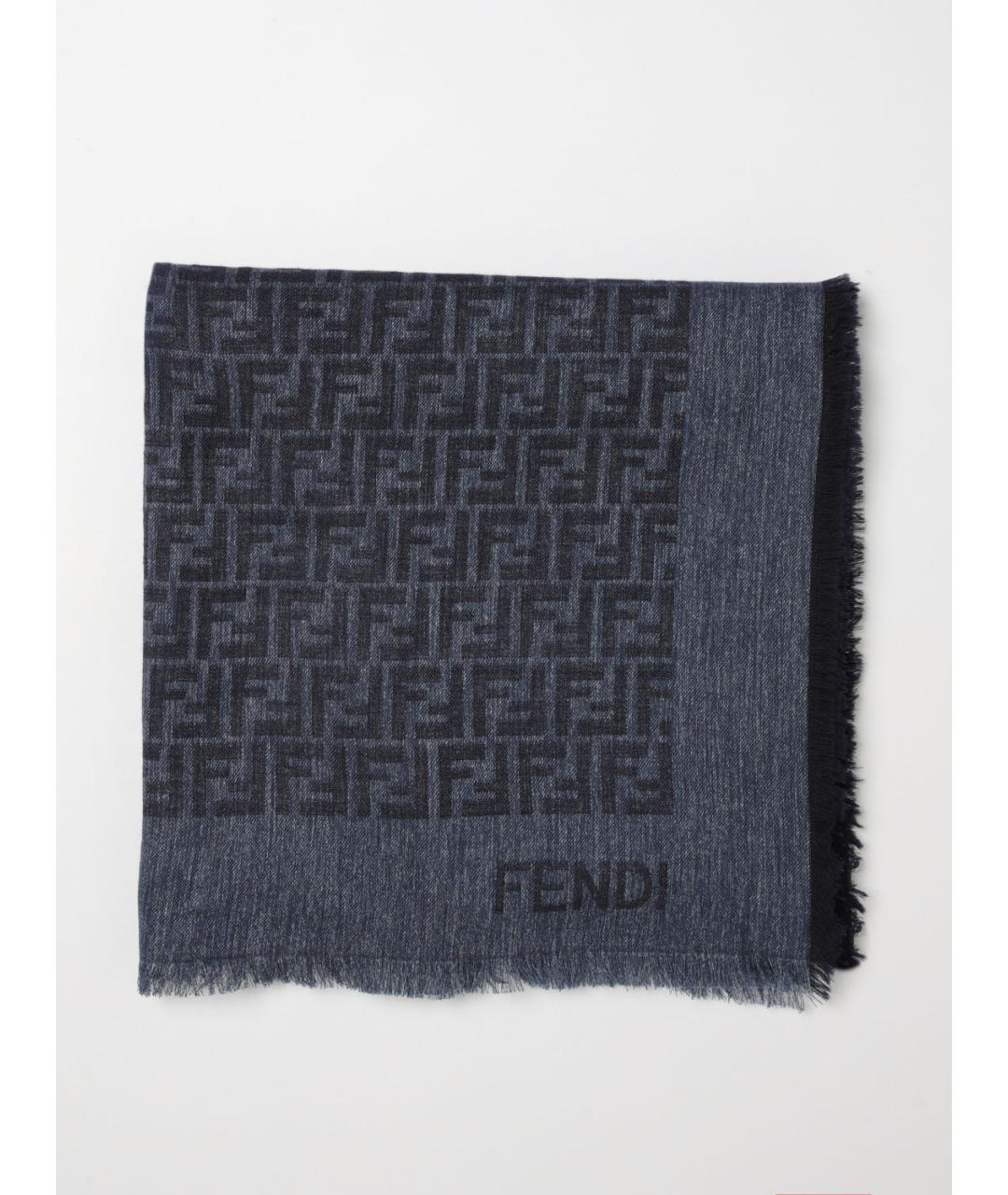 FENDI Синий хлопковый шарф, фото 5