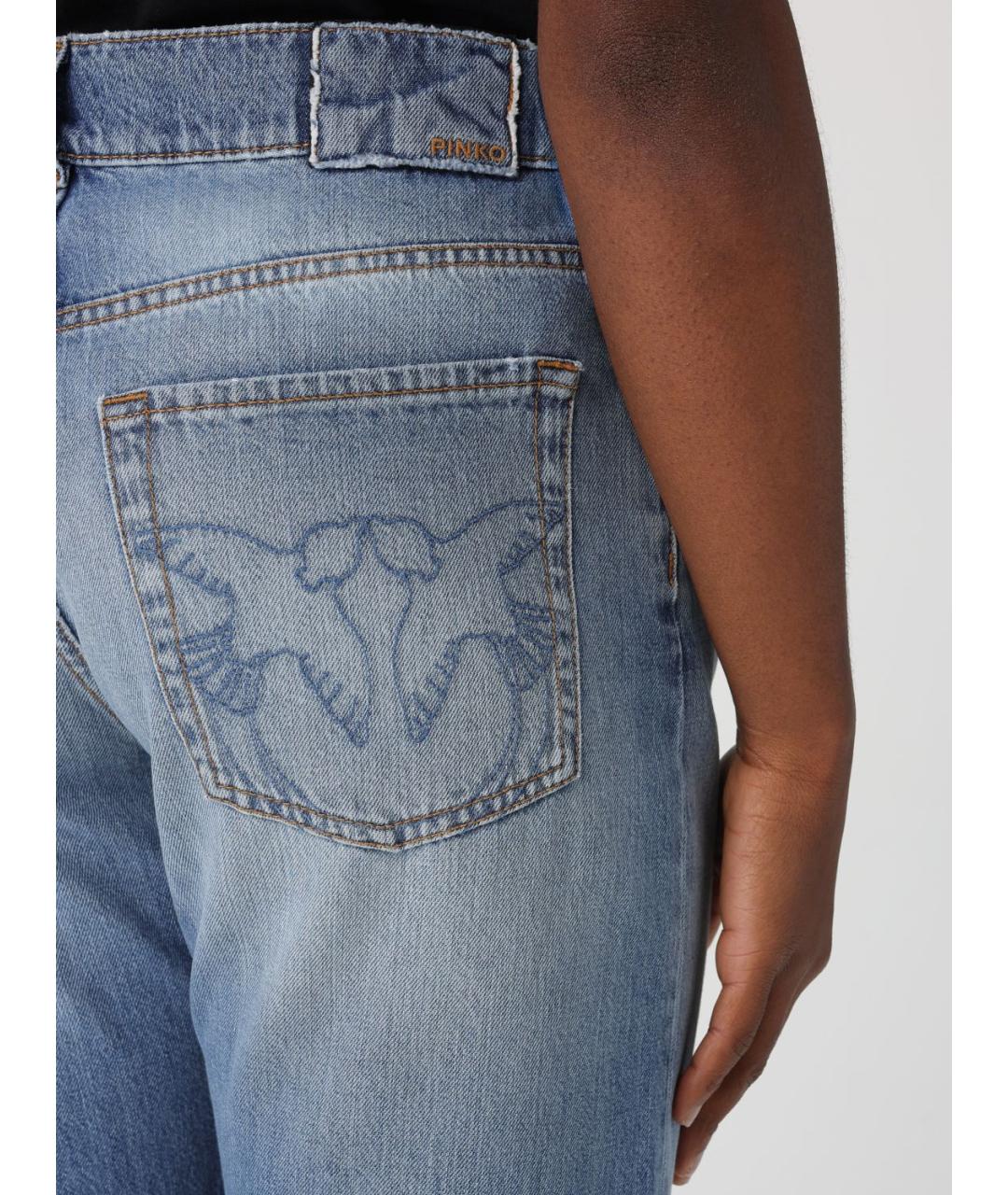 PINKO Синие хлопковые прямые джинсы, фото 3
