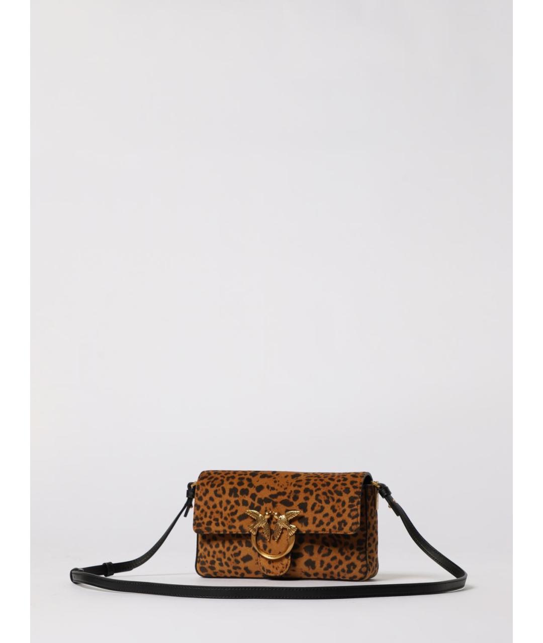 PINKO Коричневая кожаная сумка через плечо, фото 3