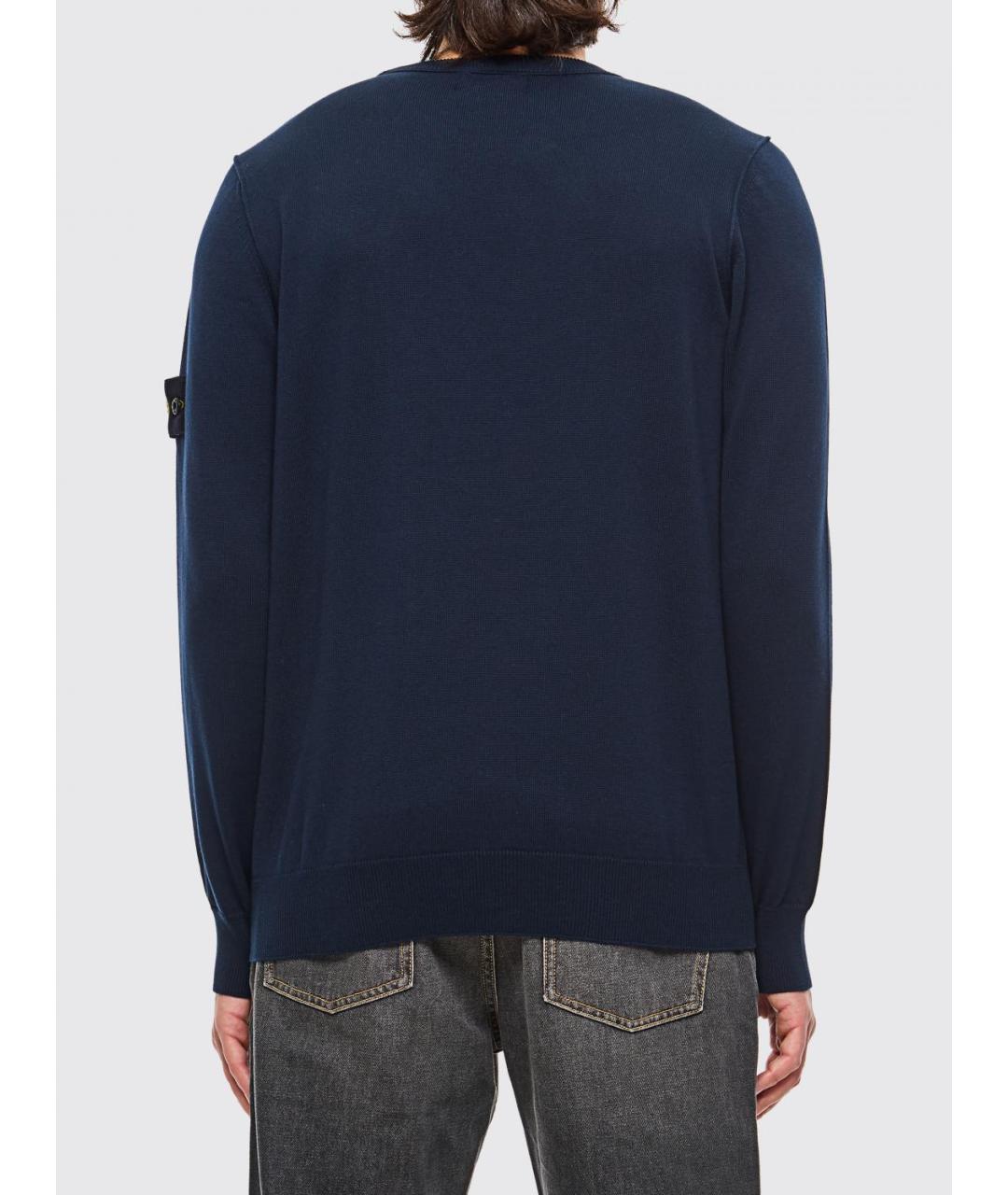STONE ISLAND Темно-синий хлопковый джемпер / свитер, фото 4