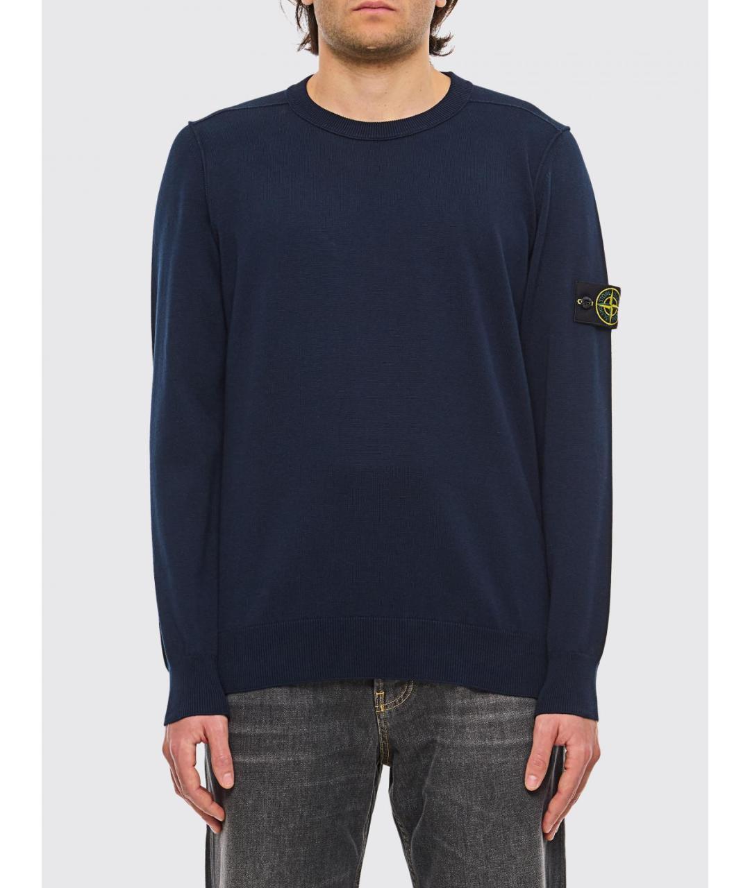 STONE ISLAND Темно-синий хлопковый джемпер / свитер, фото 2