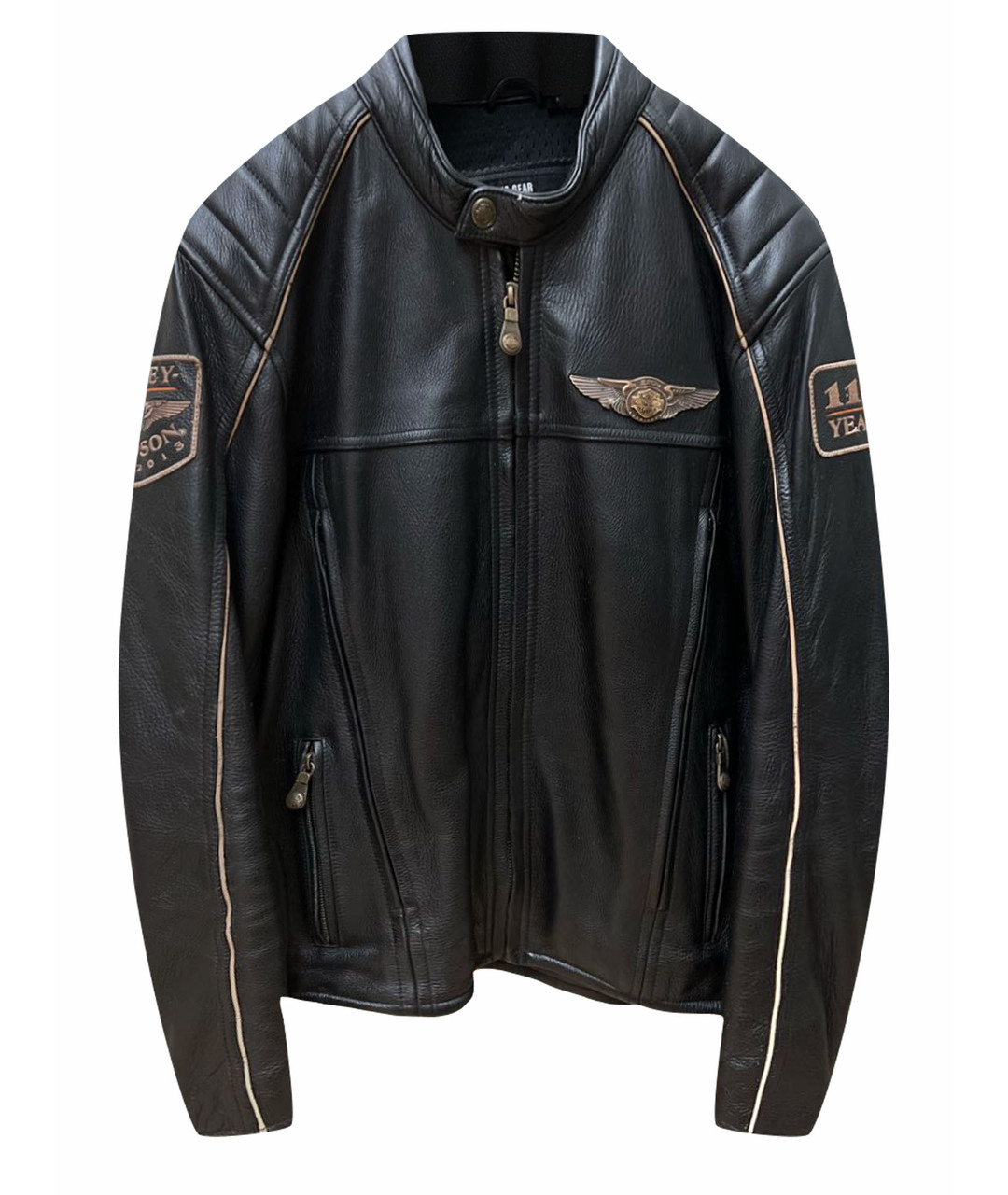 Harley Davidson Черная кожаная куртка, фото 1