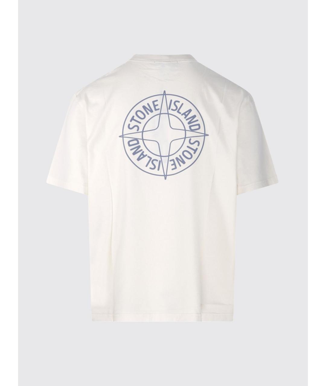 STONE ISLAND Белая хлопковая футболка, фото 3