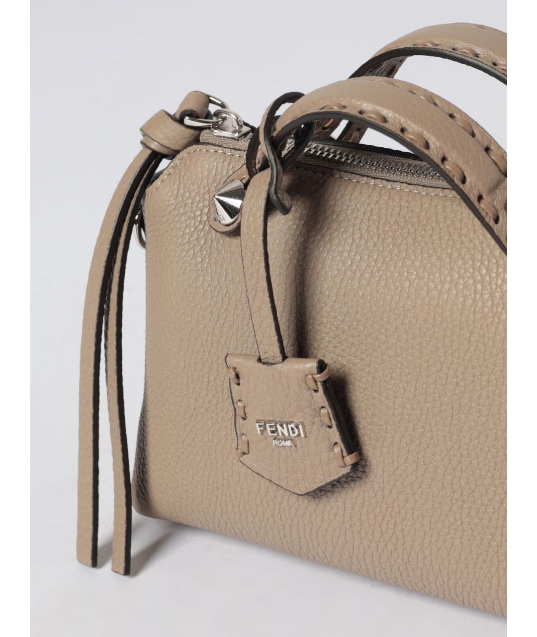 FENDI Бежевая кожаная сумка через плечо, фото 4