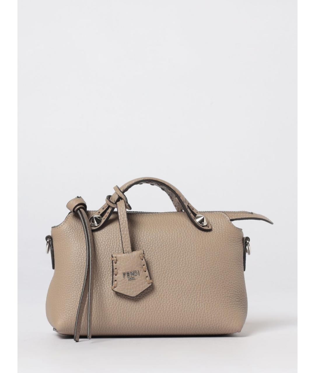 FENDI Бежевая кожаная сумка через плечо, фото 6