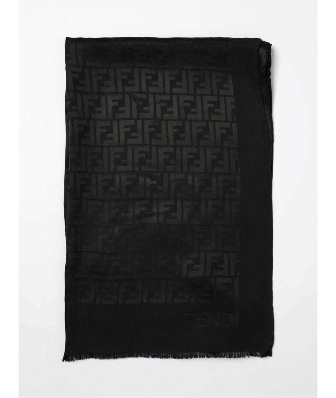 FENDI Черный шелковый шарф, фото 6