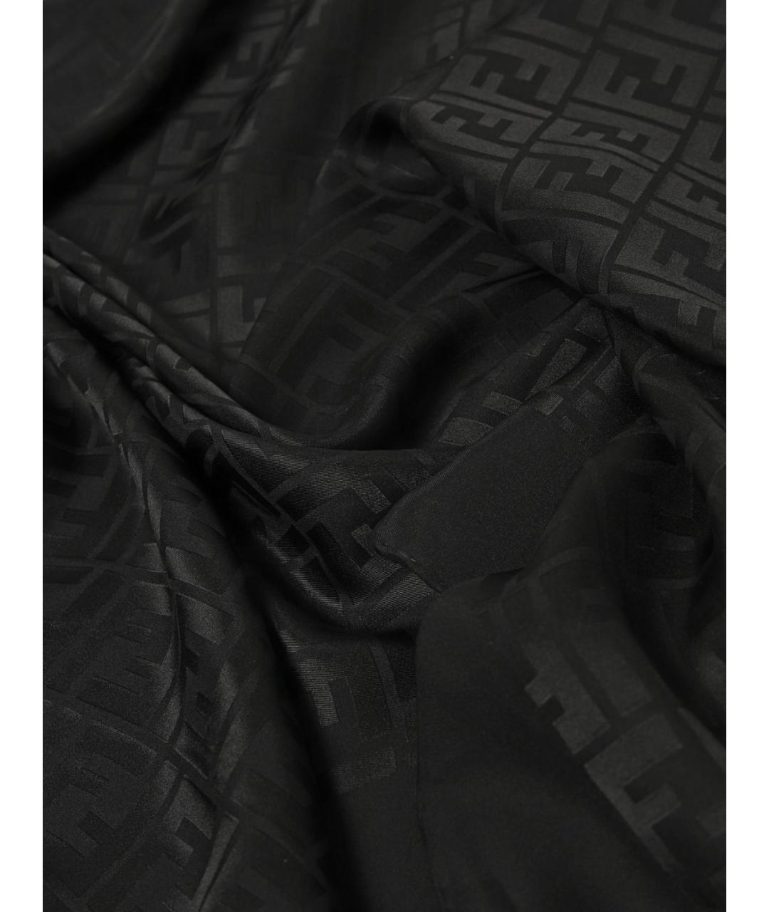 FENDI Черный шелковый шарф, фото 3