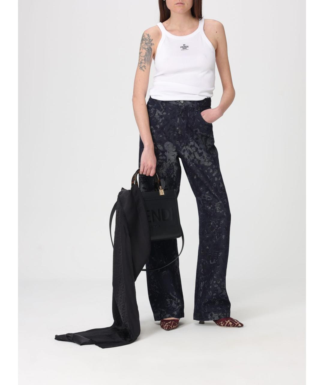 FENDI Черный шелковый шарф, фото 4