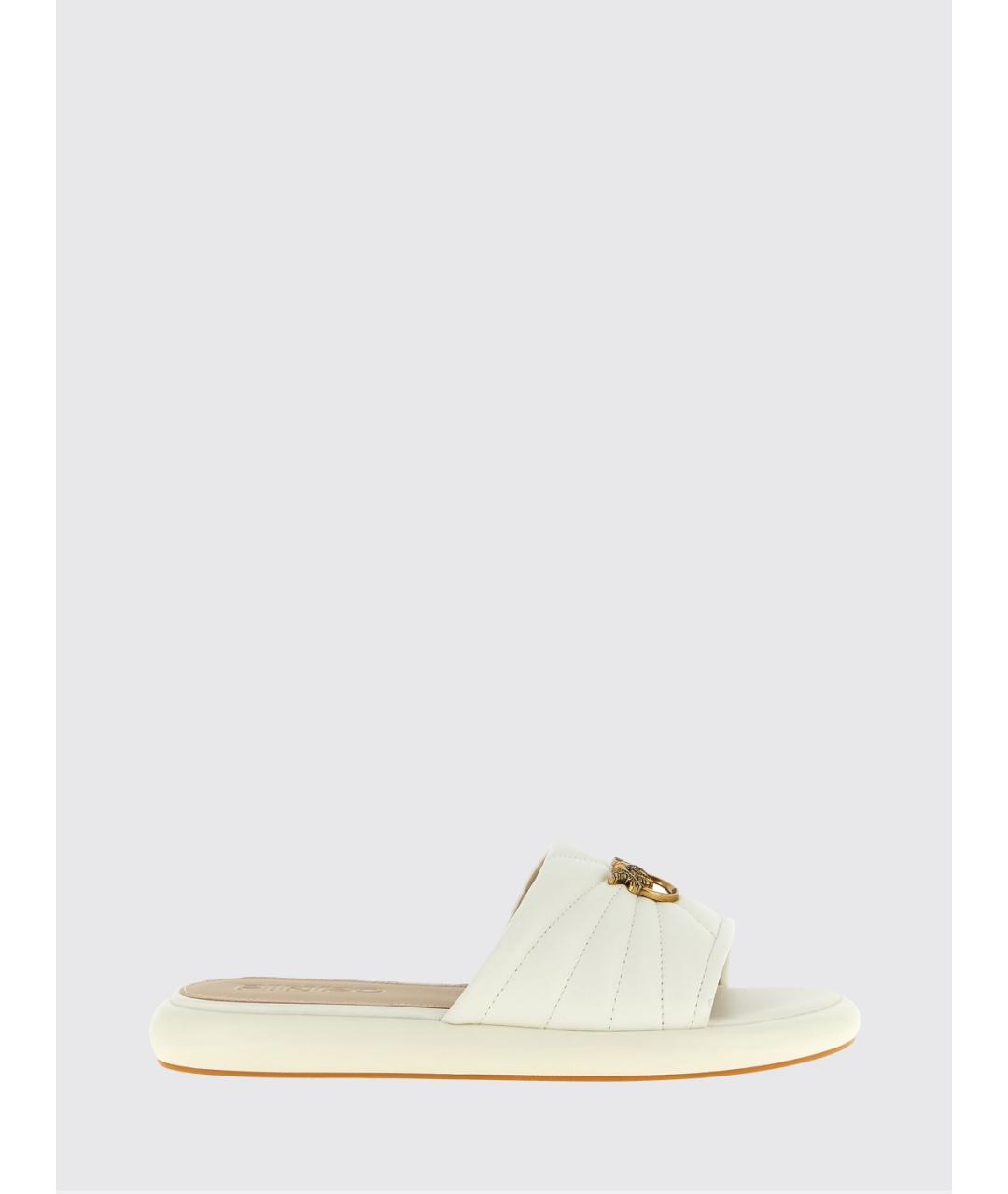 PINKO Белые кожаные шлепанцы, фото 5