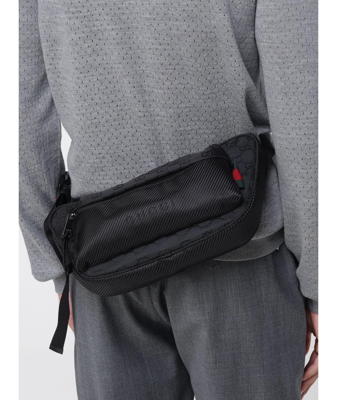 GUCCI Черная синтетическая поясная сумка, фото 2