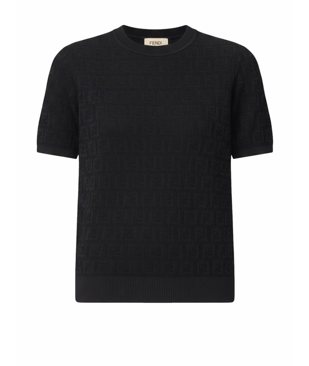 FENDI Черная хлопковая футболка, фото 1
