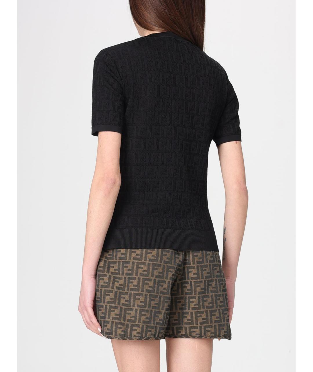 FENDI Черная хлопковая футболка, фото 3