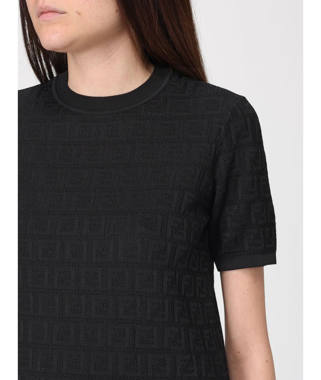 FENDI Черная хлопковая футболка, фото 5