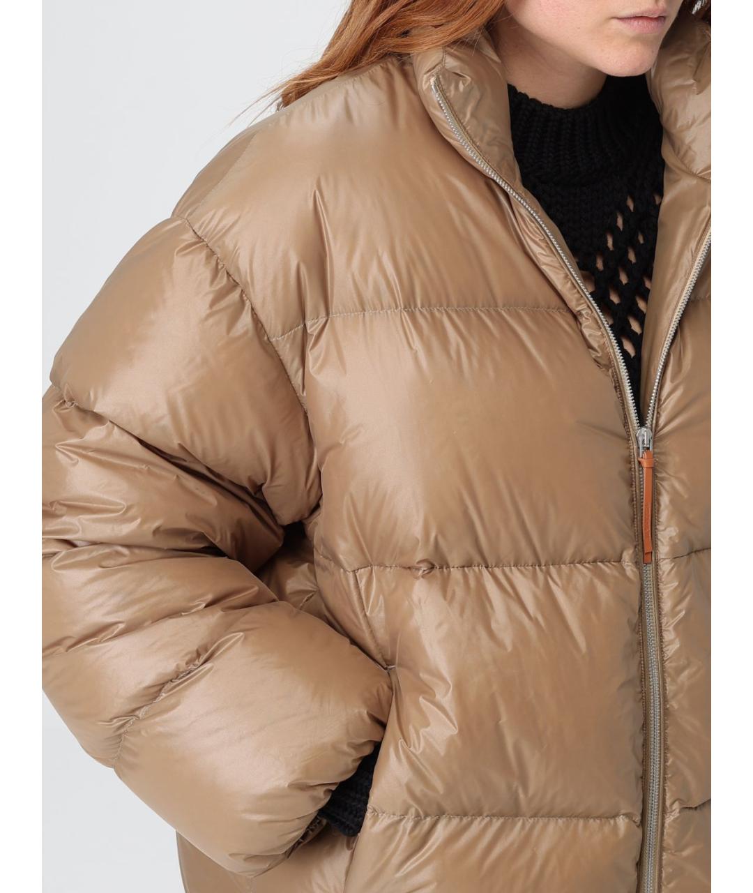 JIL SANDER Бежевый полиамидовый пуховик, фото 6